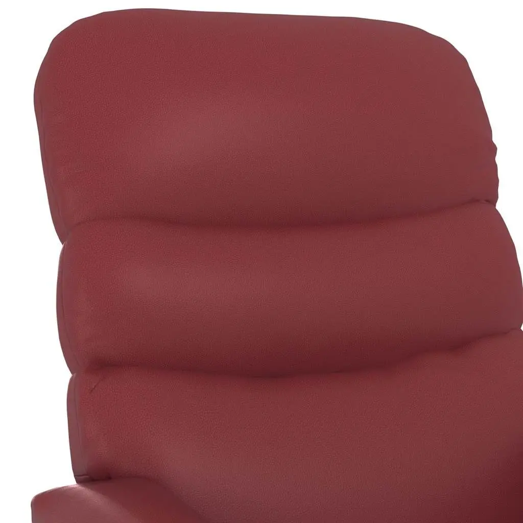 Reclining Armchair Electric Lift Function 3 Positions Red Faux Leather