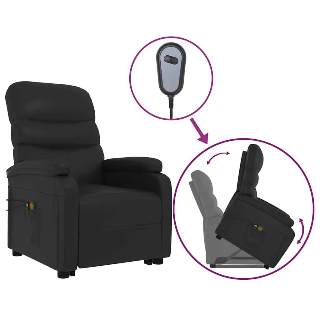 Electric Massage Recliner Chair Stand Up Lift Function Black Faux Leather