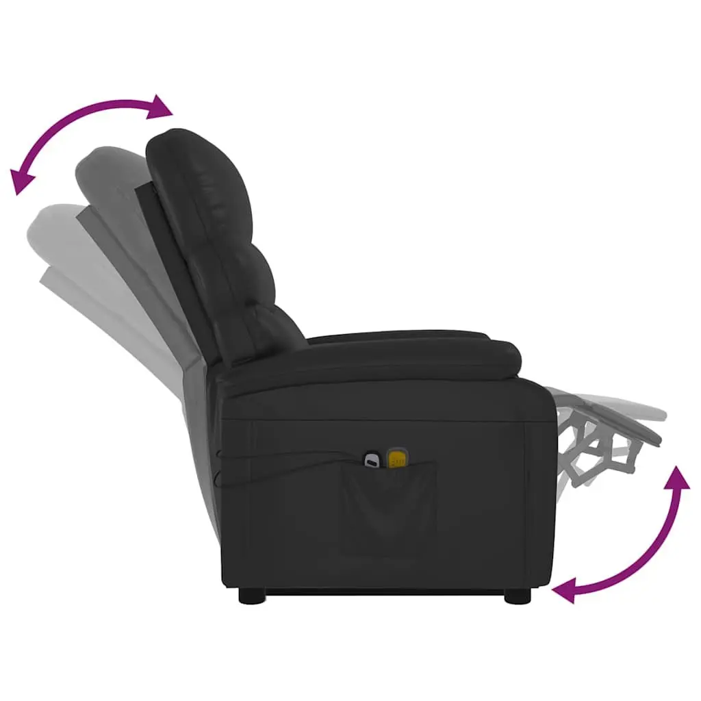 Electric Massage Recliner Chair Stand Up Lift Function Black Faux Leather