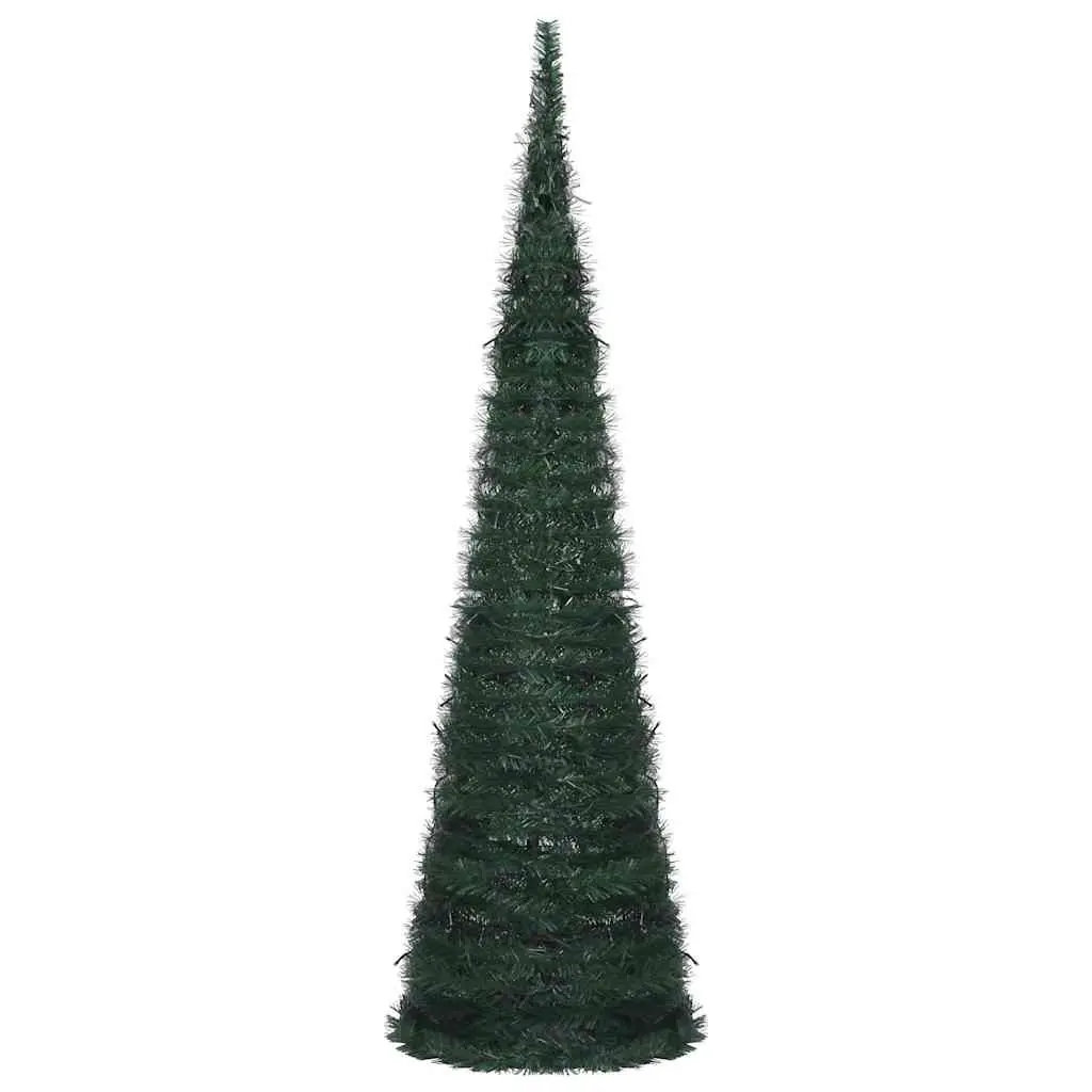 Pop-up String Artificial Christmas Tree Green 150cm Pre-lit LED Holiday Decor