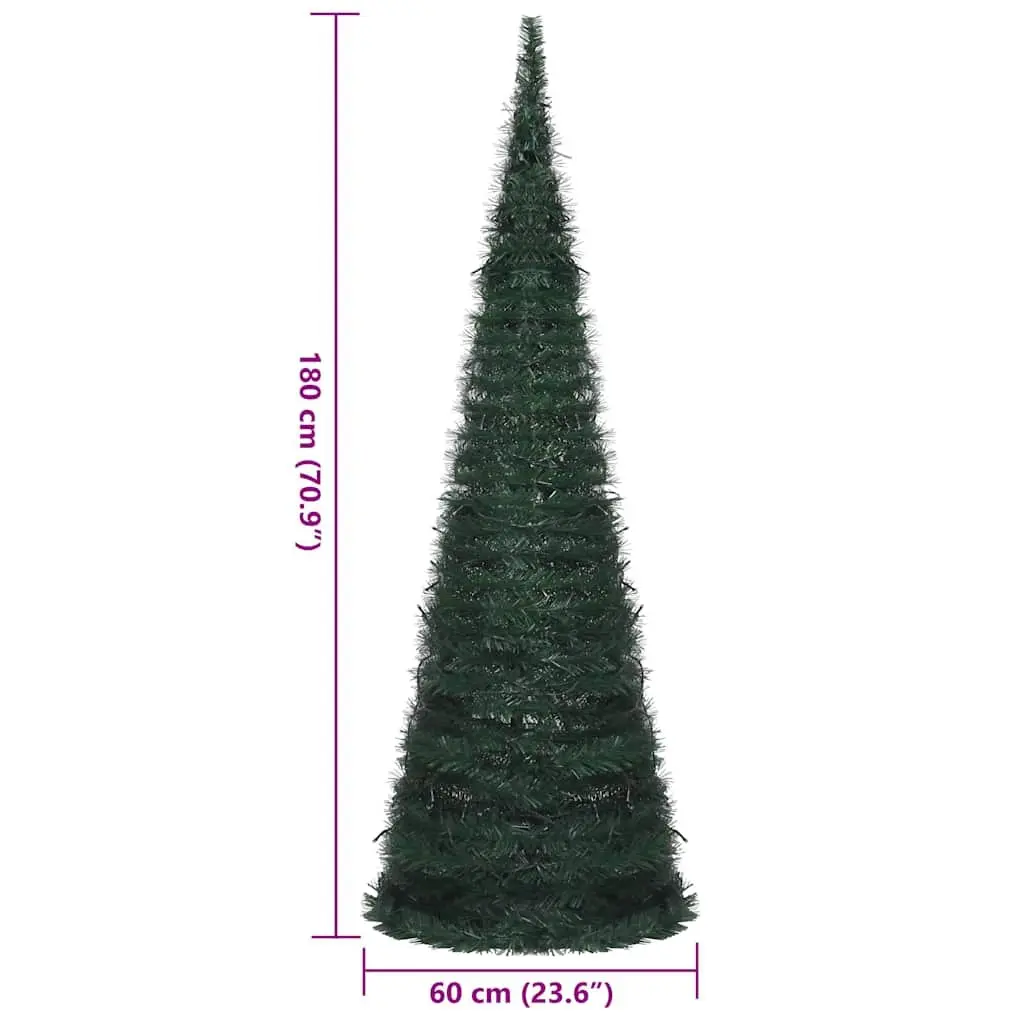 Pop-up String Artificial Christmas Tree 180 cm Green Pre-lit LED Holiday