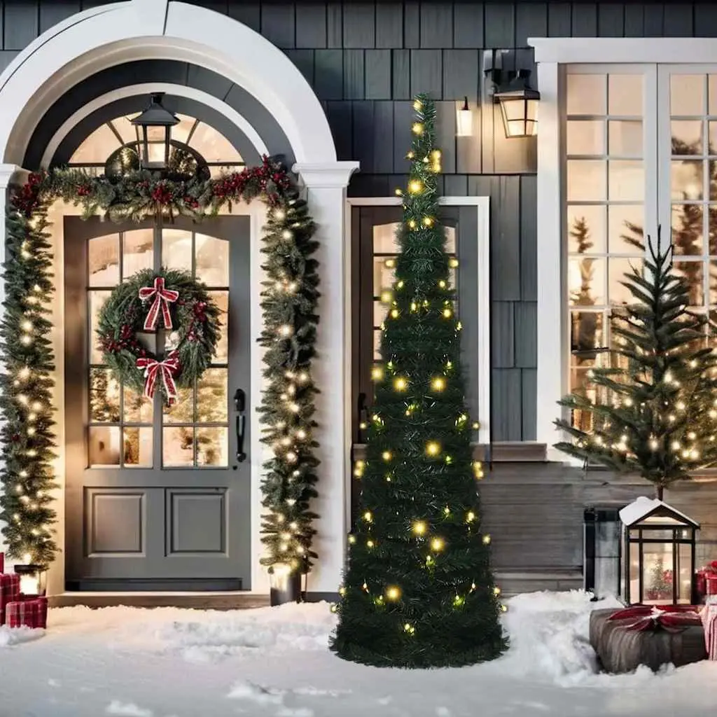 Pop-up Artificial Christmas Tree 210cm Green Pre-lit LED String Xmas Home Decor