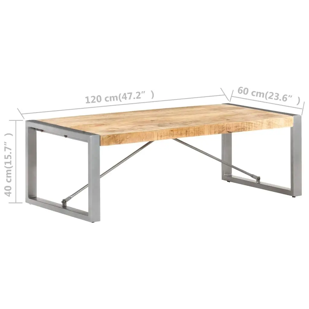Coffee Table 120x60x40 cm Rough Mango Wood Brown Industrial Accent Living Room
