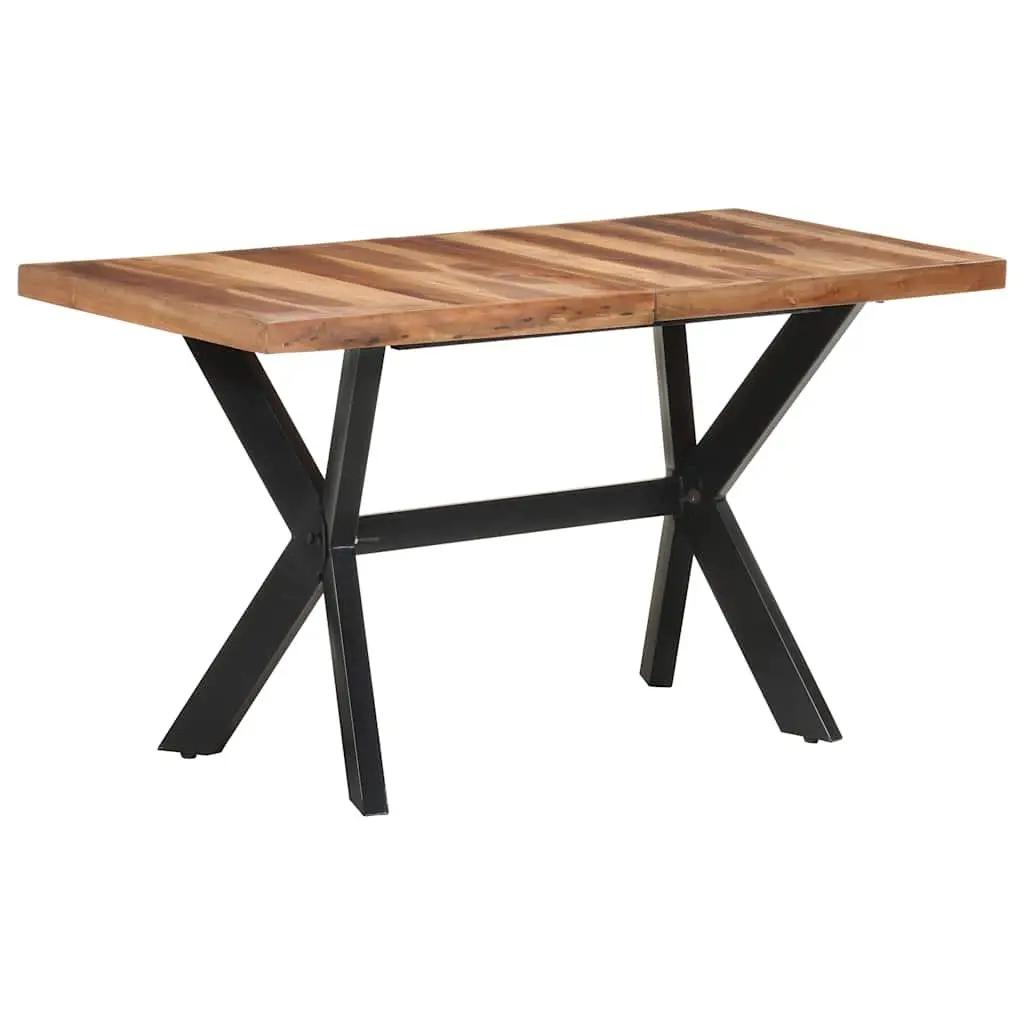 Solid Wood Dining Table Industrial Style 140x70x75 cm Brown