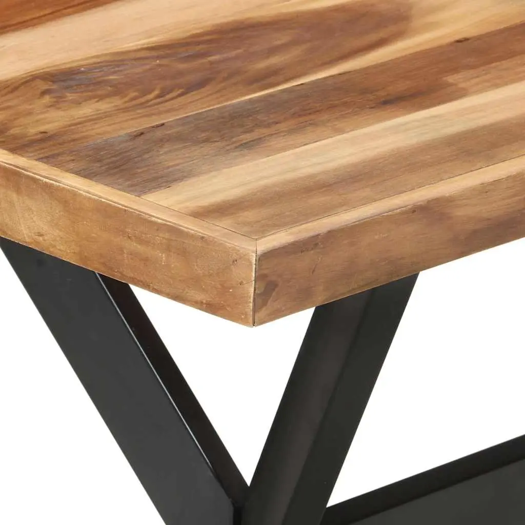 Solid Wood Dining Table Industrial Style 140x70x75 cm Brown