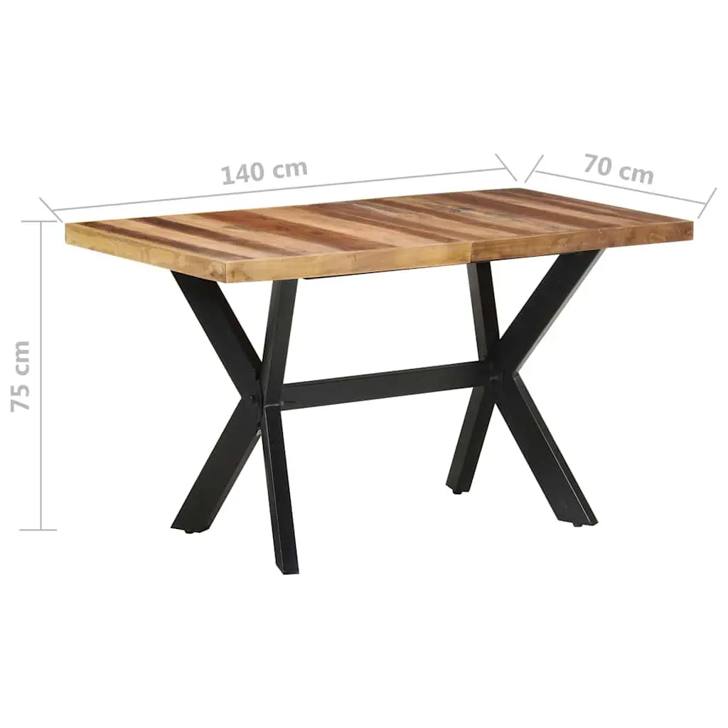 Solid Wood Dining Table Industrial Style 140x70x75 cm Brown