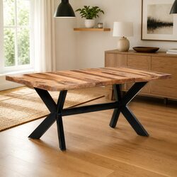 Dining Table 180x90x75 cm Solid Wood Industrial Style Kitchen Furniture Brown