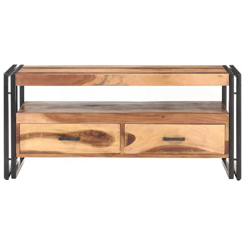 Coffee Table Solid Acacia Wood 100x55x45cm Brown with Storage Drawers and Shelf