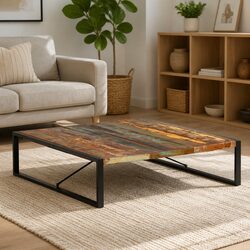 Coffee Table 140x140x40cm Solid Reclaimed Wood Industrial Living Room Furniture