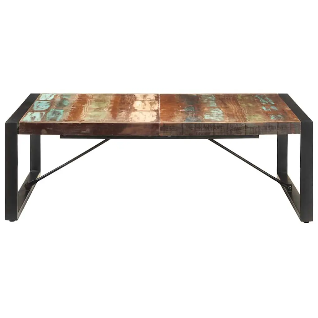 Coffee Table Solid Reclaimed Wood 120x120x40 cm Black Industrial Style