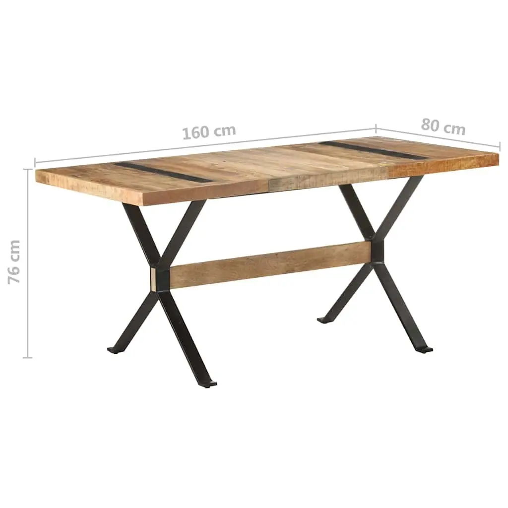 Dining Table Industrial Style Rough Mango Wood 160x80x76 cm Brown
