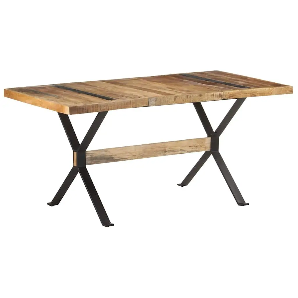 Dining Table Industrial Style Rough Mango Wood 160x80x76 cm Brown