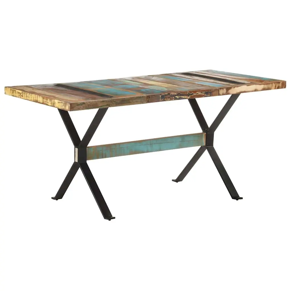 Dining Table Solid Reclaimed Wood 160x80x76 cm Multicolour Industrial Kitchen Furniture