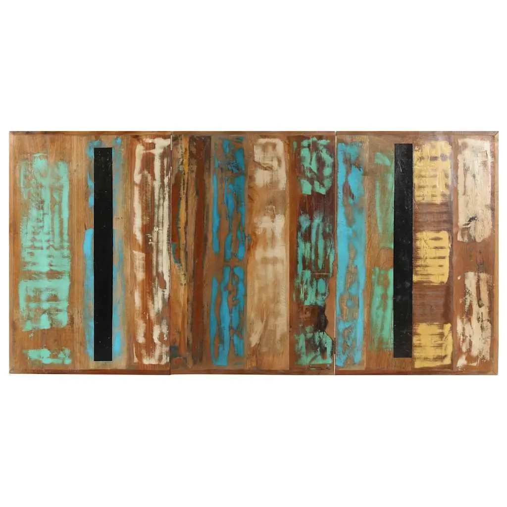 Dining Table Solid Reclaimed Wood 160x80x76 cm Multicolour Industrial Kitchen Furniture