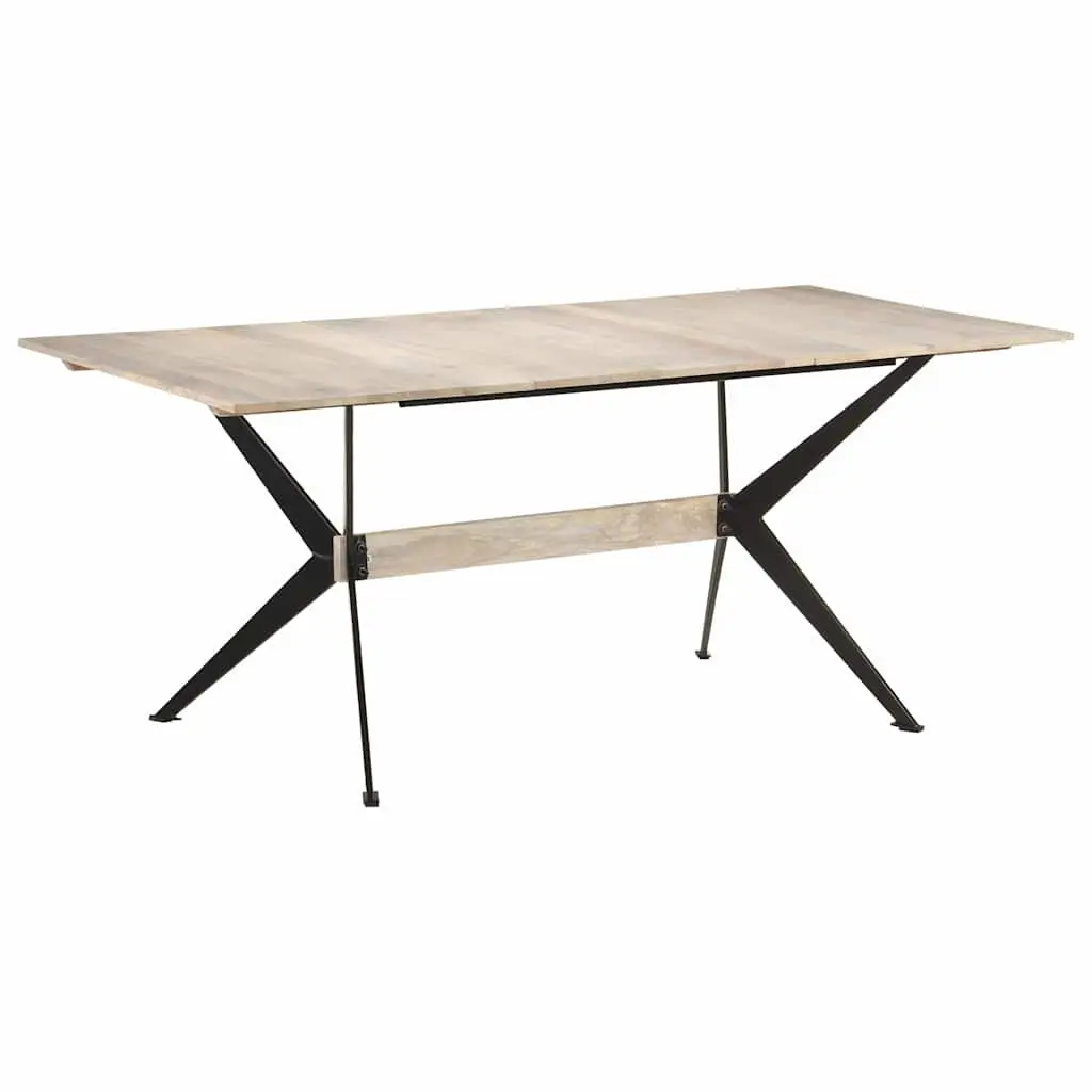 Dining Table Solid Mango Wood Industrial Style 180x90x76 cm Brown
