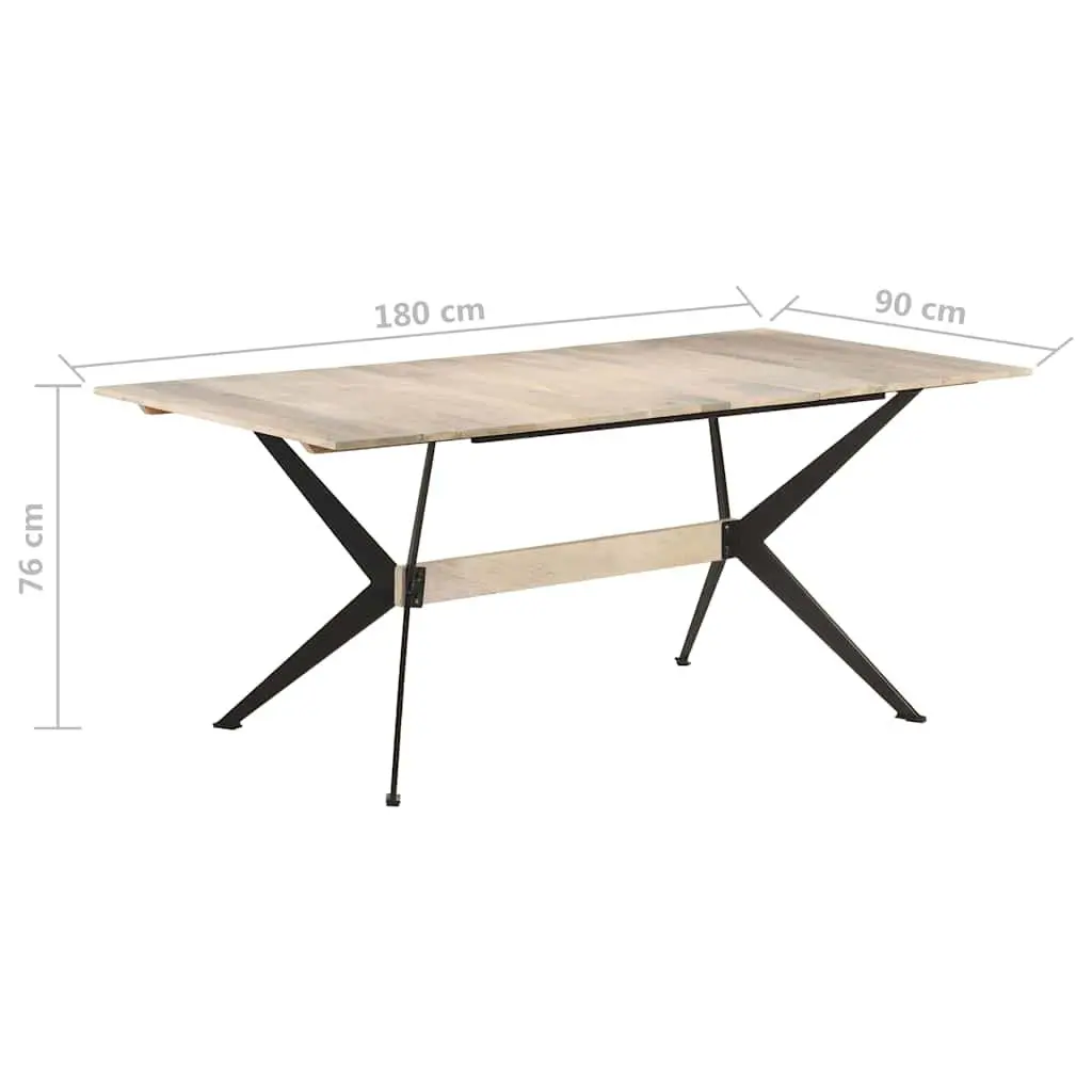 Dining Table Solid Mango Wood Industrial Style 180x90x76 cm Brown