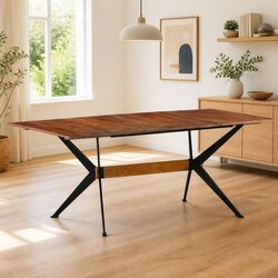 Solid Mango Wood Dining Table 180x90x76 cm Brown Kitchen Room Furniture