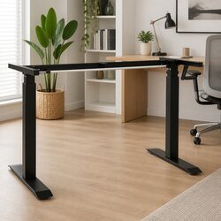 Manual Height Adjustable Standing Desk Frame Hand Crank Black Sit Stand