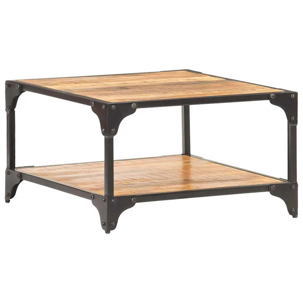Coffee Table Solid Mango Wood Storage Shelf 60x60x35 cm Brown