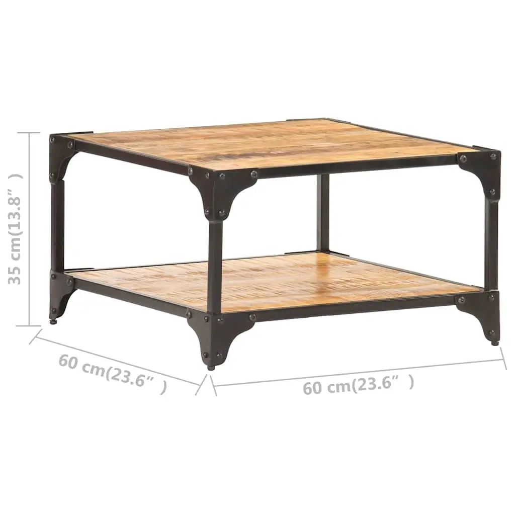 Coffee Table Solid Mango Wood Storage Shelf 60x60x35 cm Brown