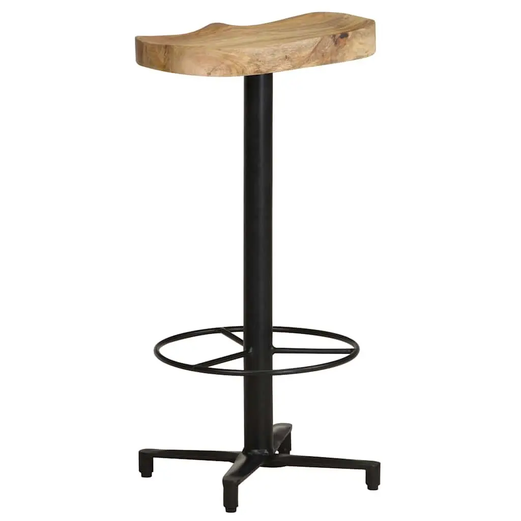 Bar Stools Solid Mango Wood 76 cm Brown Powder-Coated Iron Base Footrest 2 Piece