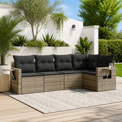Garden Sofa Set 5 Piece Outdoor Furniture Patio Lounge Grey Poly Rattan Modular