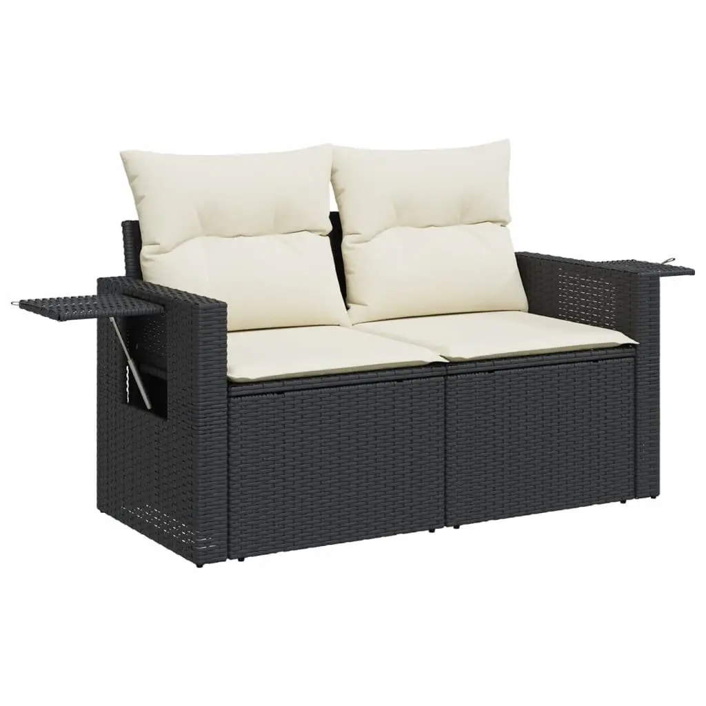 5 Piece Garden Sofa Set Outdoor Furniture Black Poly Rattan Patio Lounge