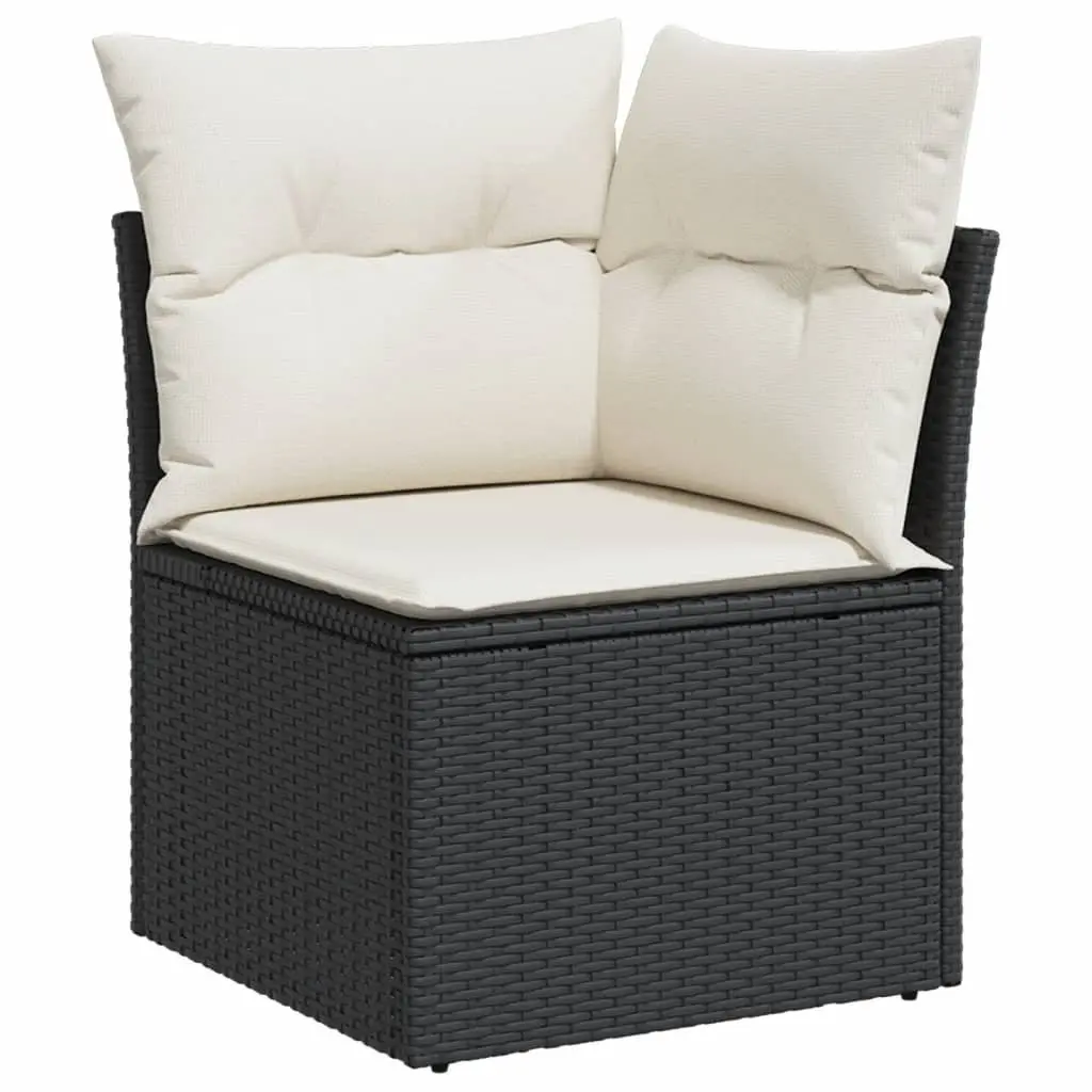 7 Piece Garden Sofa Set Outdoor Furniture Black Poly Rattan Patio with Cushions