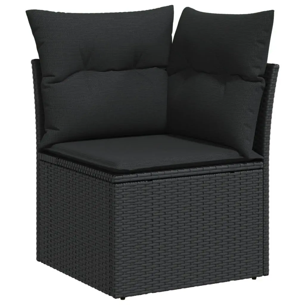 7 Piece Garden Sofa Set with Cushions Black Outdoor Patio Furniture Modular