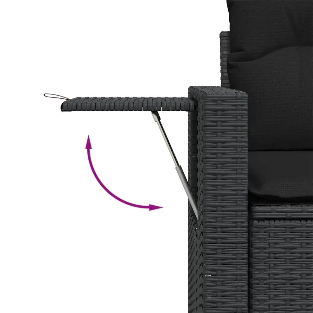 7 Piece Garden Sofa Set with Cushions Black Outdoor Patio Furniture Modular
