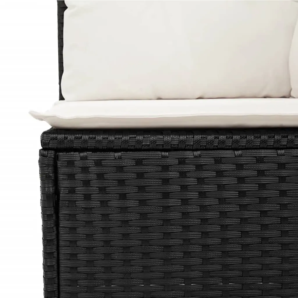 7 Piece Garden Sofa Set Outdoor Patio Furniture Black PE Rattan with Cushions