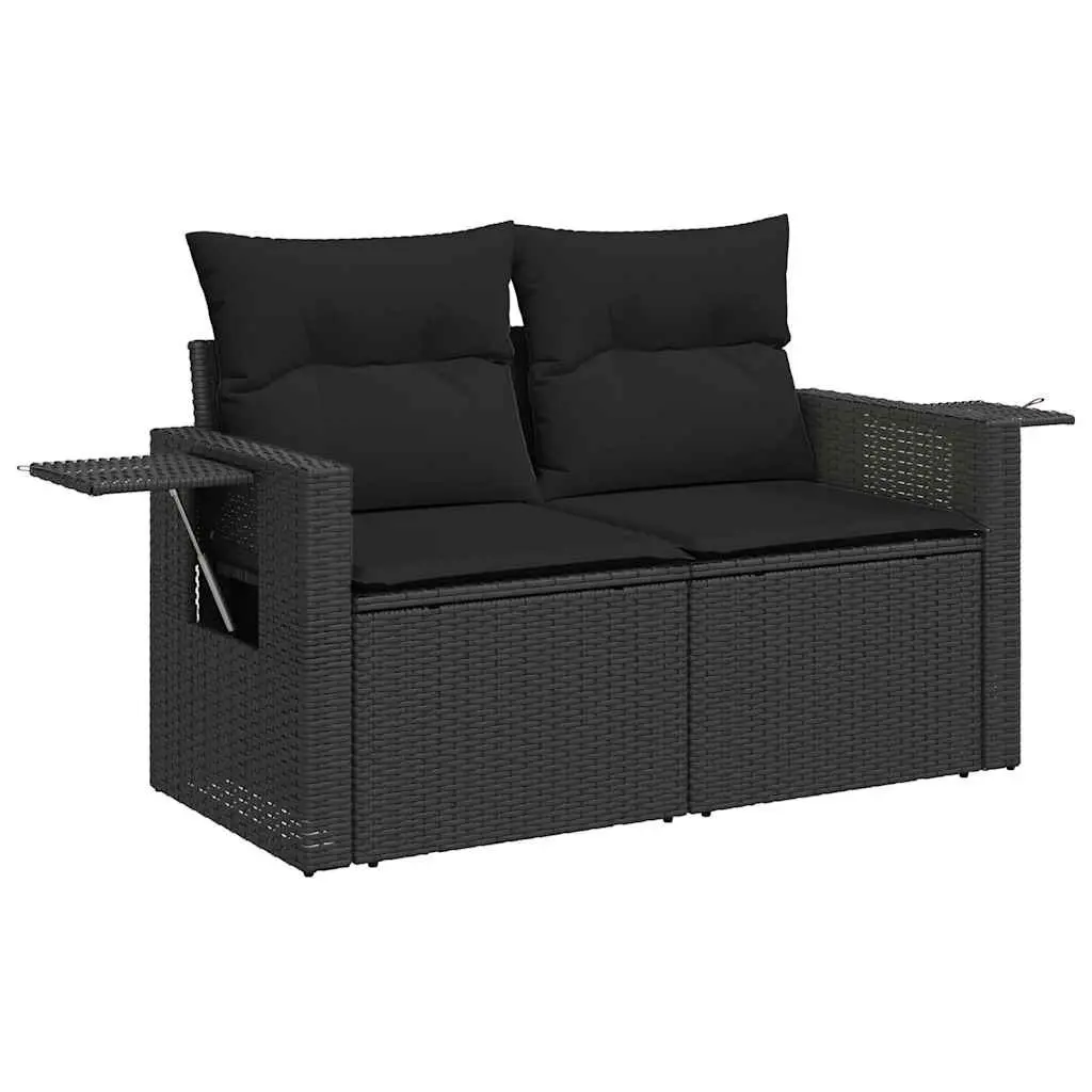 Garden Sofa Set 8 Piece Outdoor Furniture Black Poly Rattan Modular Patio Lounge
