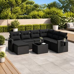 Garden Sofa Set 8 Piece Outdoor Furniture Patio Lounge Black Modular with