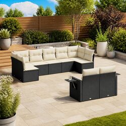 Outdoor Garden Sofa Set 9 Piece Poly Rattan Modular Patio Furniture Black