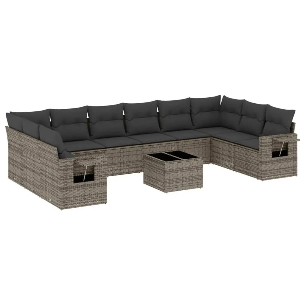 Garden Sofa Set 11 Piece Outdoor Furniture Grey Poly Rattan Modular Patio Lounge