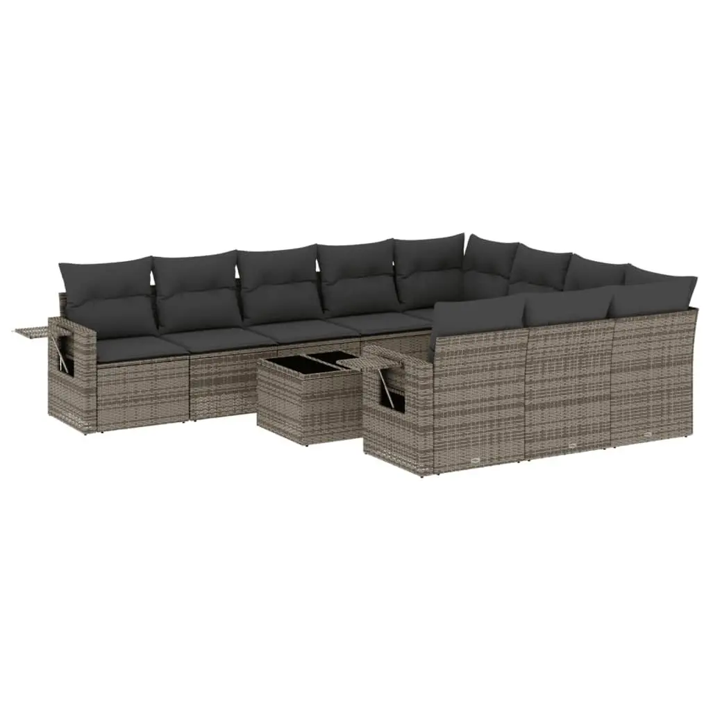 11 Piece Garden Sofa Set with Cushions Grey Outdoor Furniture Patio