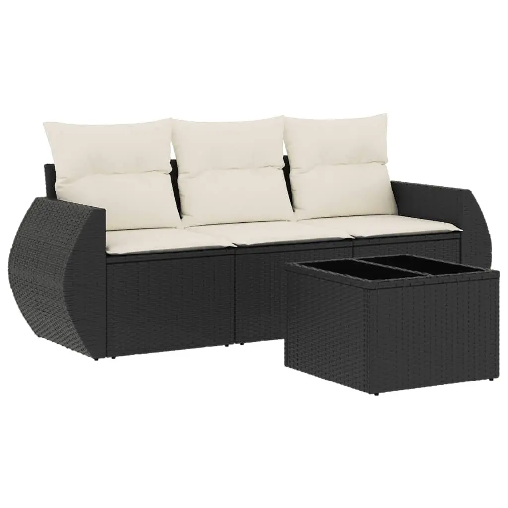 4 Piece Garden Sofa Set Outdoor Furniture Patio Lounge with Cushions Black