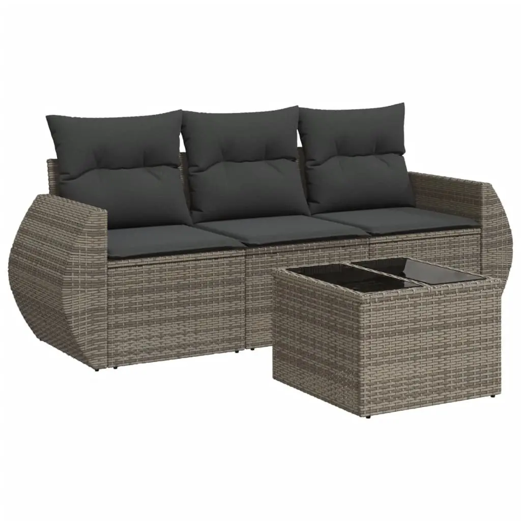 4 Piece Garden Sofa Set with Cushions Grey Outdoor Patio Furniture Modular