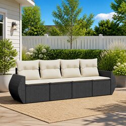 Garden Sofa Set 4 Piece Outdoor Furniture Patio Seating Black with Cushions