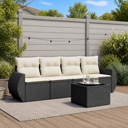 Garden Sofa Set 5 Piece Outdoor Furniture Patio Lounge with Cushions Black