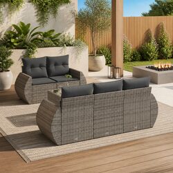 Garden Sofa Set 6 Piece Outdoor Furniture Patio Seating Grey with Cushions Table