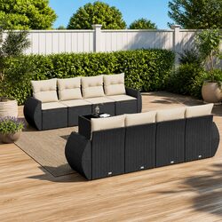 Garden Sofa Set 9 Piece Outdoor Furniture Patio with Cushions Table Black