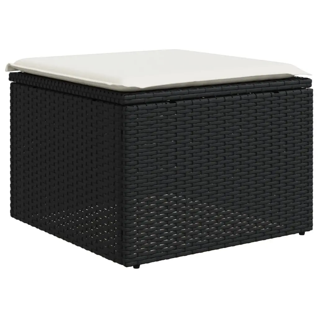 4 Piece Outdoor Garden Sofa Set with Cushions Black Poly Rattan Patio Furniture