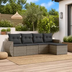 Garden Sofa Set 5 Piece Grey Outdoor Furniture Patio Seating with Cushions
