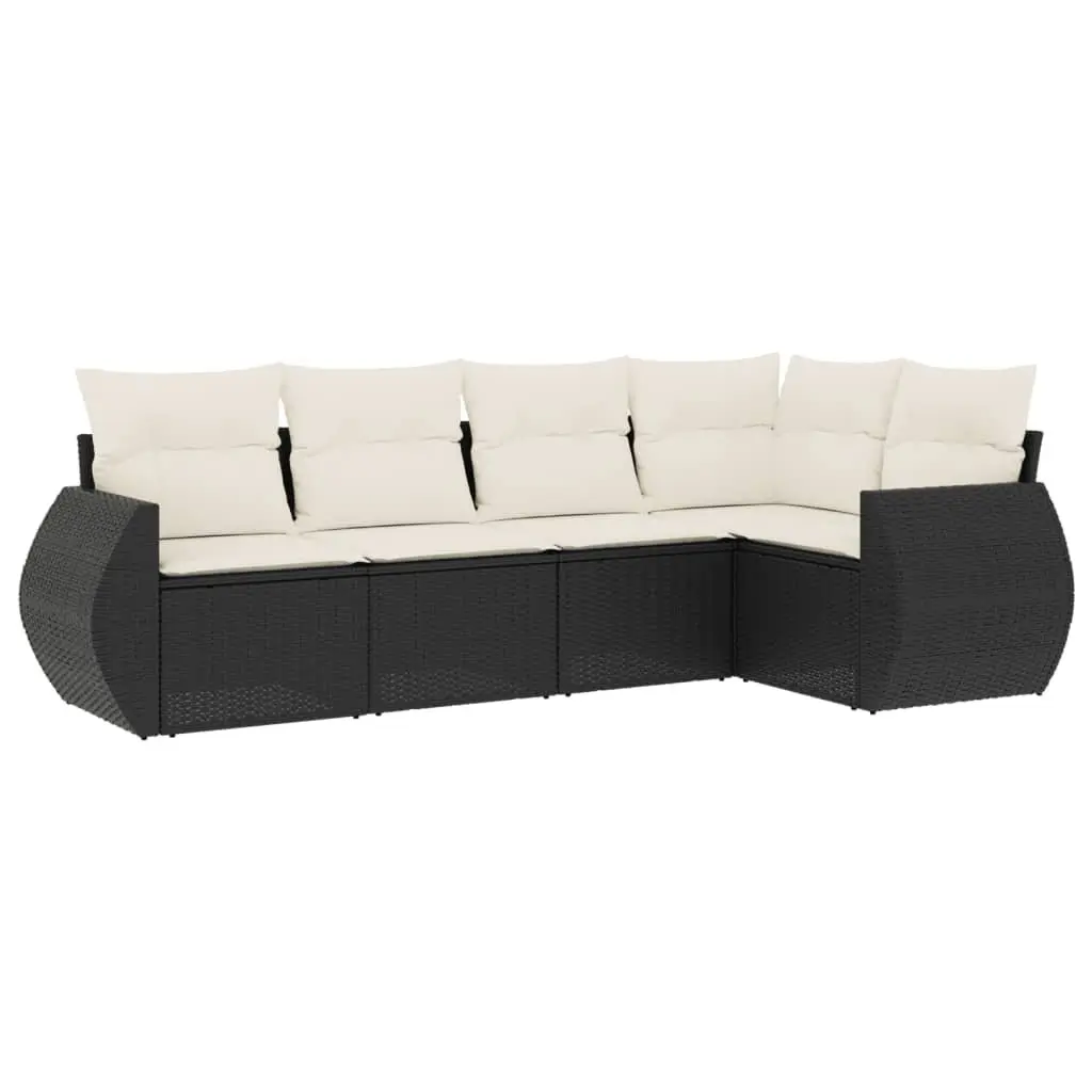 5 Piece Garden Sofa Set with Cushions Black Outdoor Patio Furniture