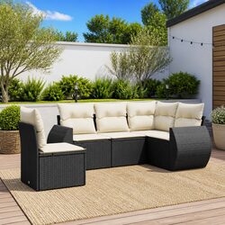 5 Piece Garden Sofa Set Outdoor Patio Furniture with Cushions Black