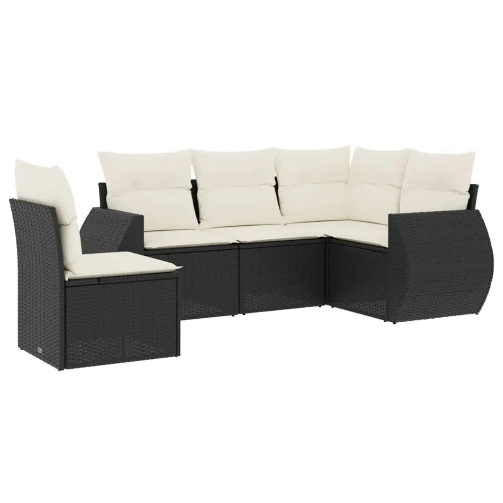 5 Piece Garden Sofa Set Outdoor Patio Furniture with Cushions Black