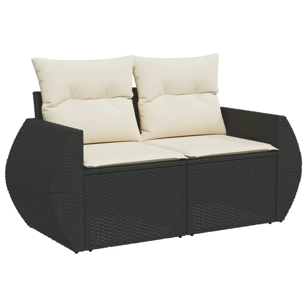 7 Piece Garden Sofa Set Black Poly Rattan Outdoor Furniture Patio Seating