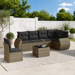 Garden Sofa Set 7 Piece Outdoor Furniture Patio Grey with Cushions Table