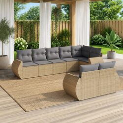 Outdoor Sectional Sofa Set 8 Piece Garden Furniture Patio Seating with Cushions